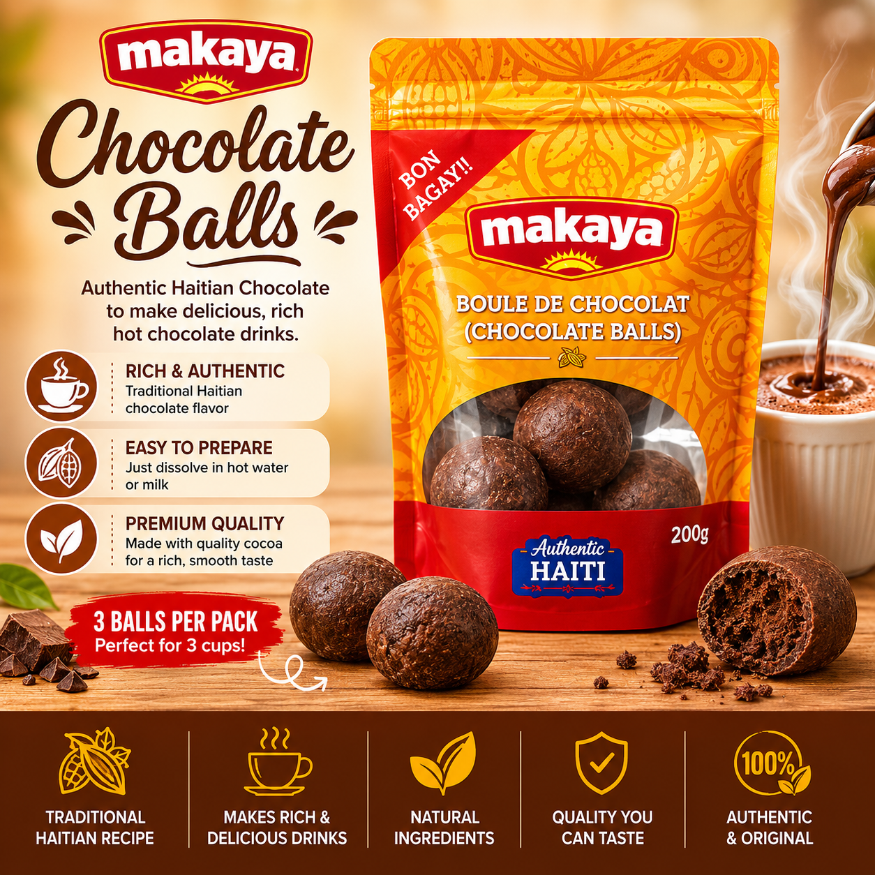 Makaya – Boules de chocolat, 200g