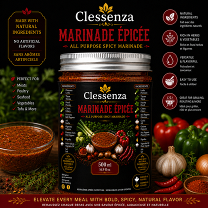 Clessenza Spicy All Purpose Marinade – Natural Hot Herb Seasoning Sauce 500ml