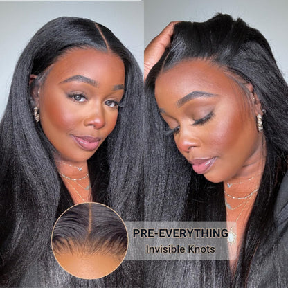 Natural Kinky Straight 24-Inch 13x4 Lace Frontal Human Hair Wig