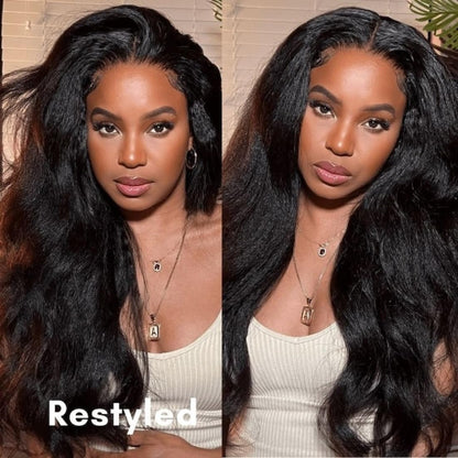 Natural Kinky Straight 24-Inch 13x4 Lace Frontal Human Hair Wig