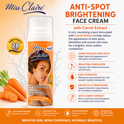 Miss Claire – Anti-Spot Brightening Face Cream with Carrot Extract, 120 mL