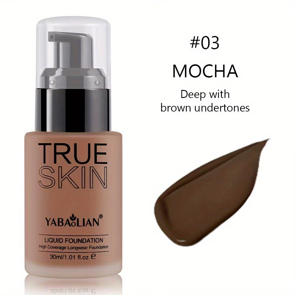 Fond de Teint Liquide True Skin Yabaolian – Haute Couvrance Longue Tenue Mat 30ml