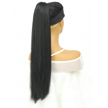 24-Inch Heat Resistant Straight Synthetic Ponytail Extensions w/ Elastic Band