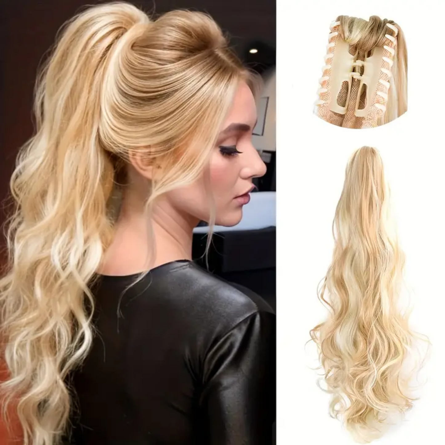 22 Inches Synthetic Curly Wavy Claw Clip Ponytail Extension