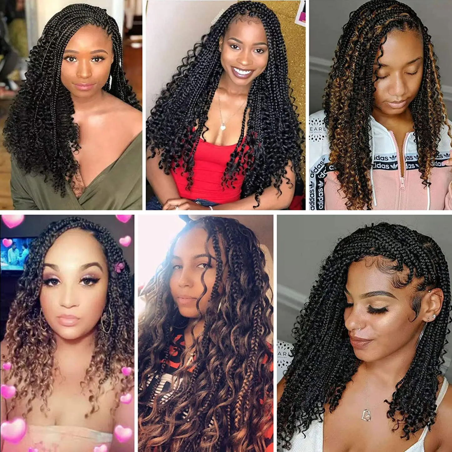 18 inches Box Braids Synthetic Crochet Hair w/ Curly Ends, T30#