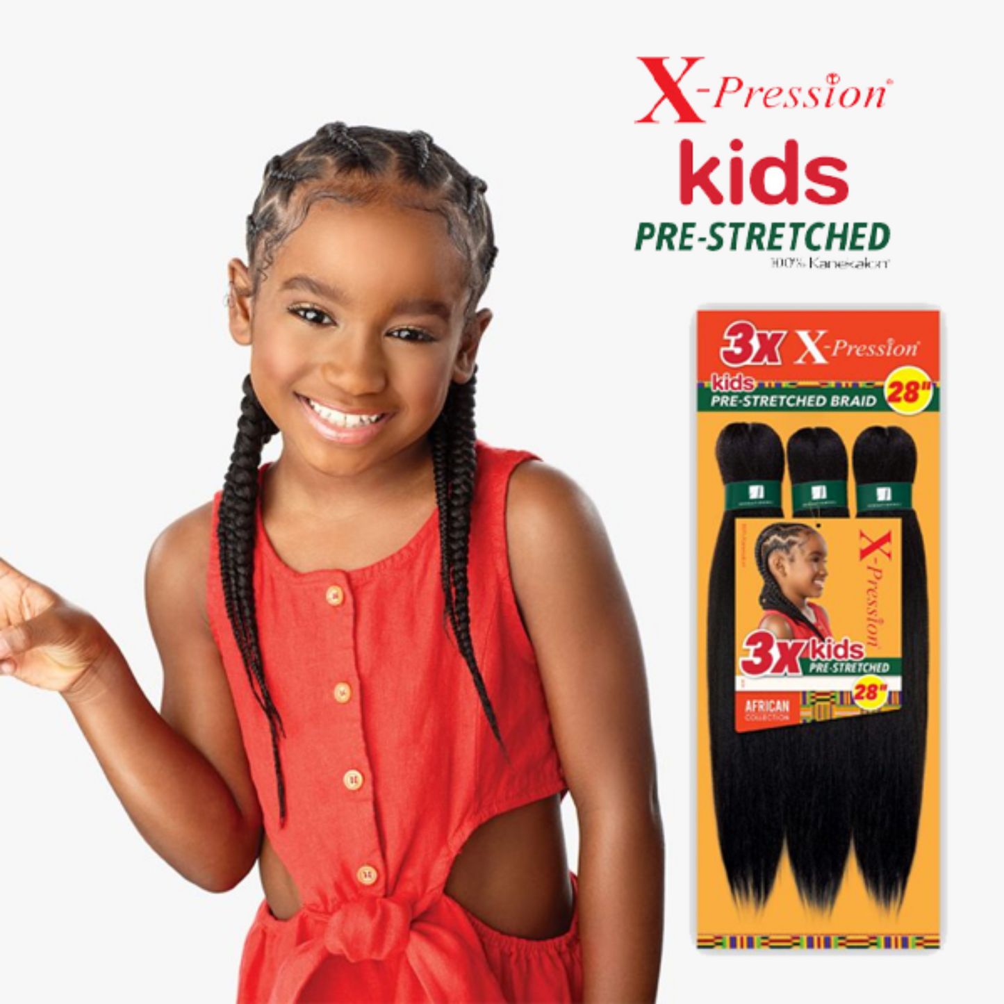 SENSATIONNEL X-Pression - Kids 3X Pre-Stretched Braid 28"