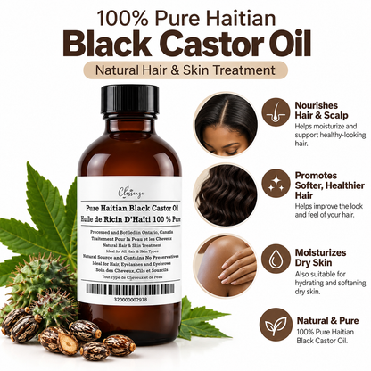 100% Pure Haitian Black Castor Oil – Natural Hair & Skin Treatment, 4 oz Clessenza Beauty Store