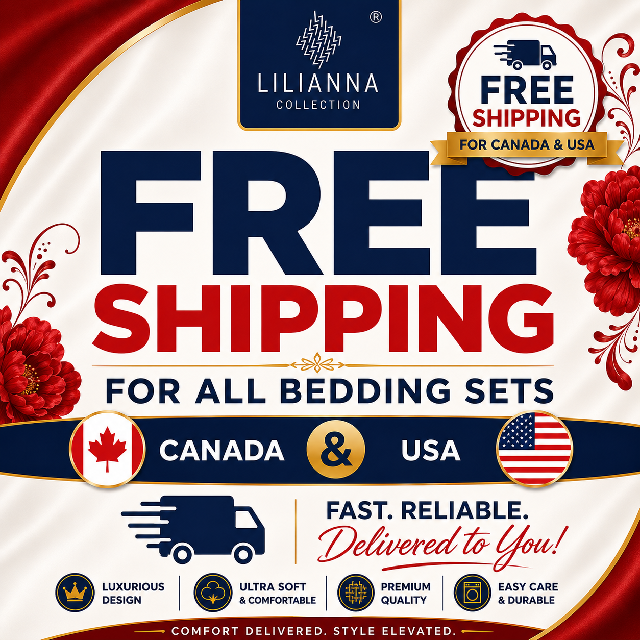 24-Piece King Size Luxury Bedding Set with Curtains & Bathroom Accessories – Red Floral Design