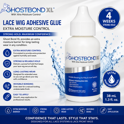 Ghost Bond XL Lace Wig Adhesive Glue – Extra Moisture Control for Lace Front Wigs, 38 mL