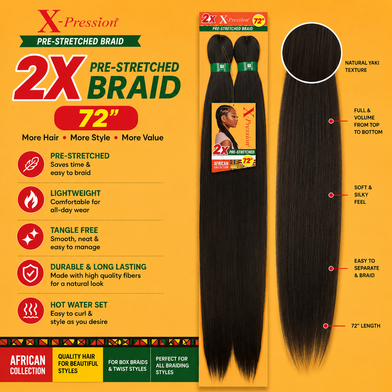 Sensationnel – Tresses Pré-Étirées 2X X-Pression 72 po