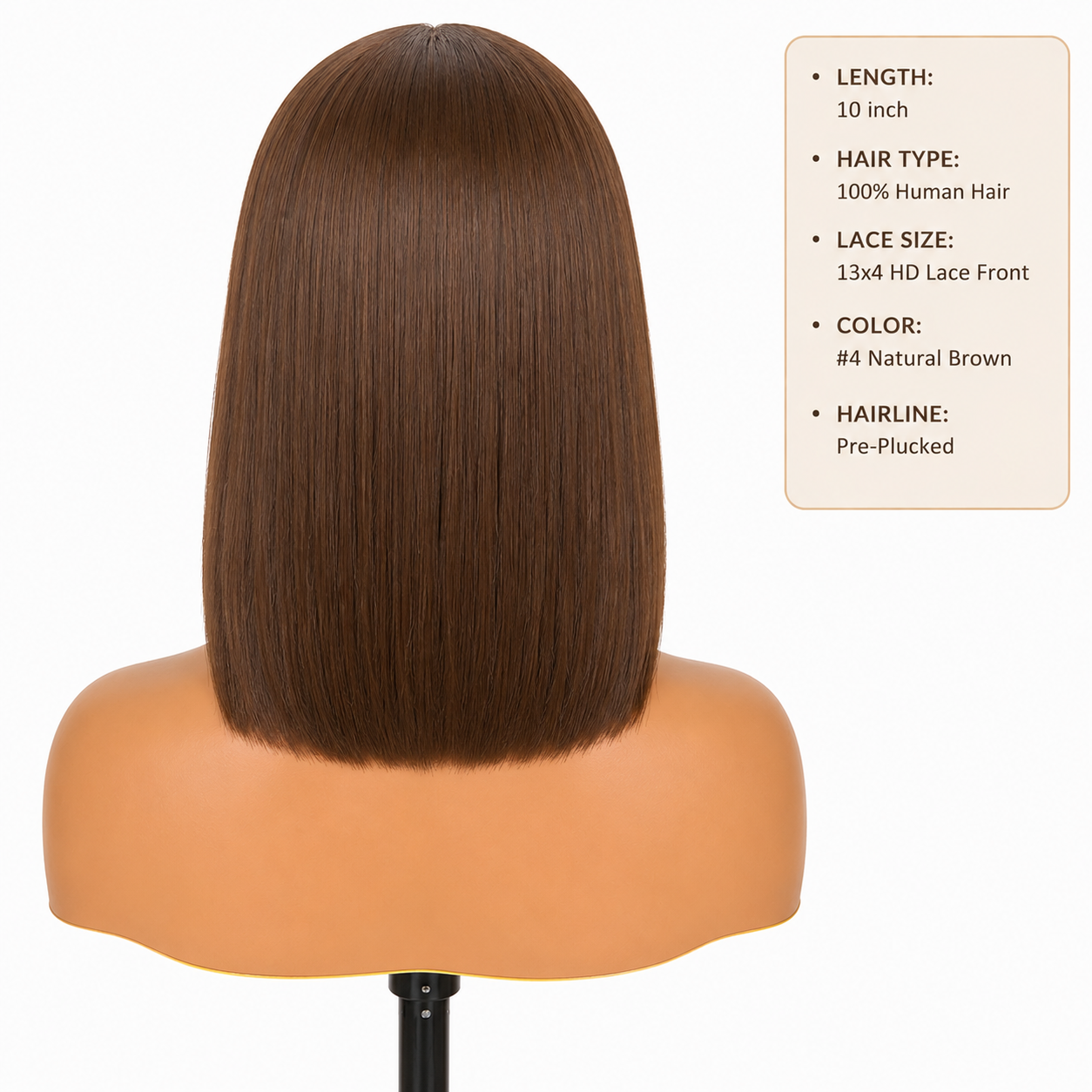 13x4 HD Lace Front Human Hair Bob Wig – Straight 10″ #4 Natural Brown Clessenza Beauty Store