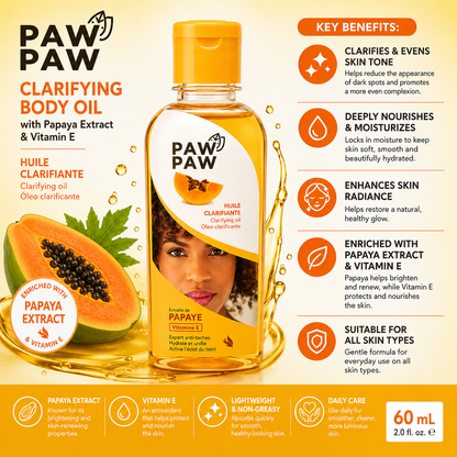 Paw Paw – Clarifying Body Oil with Papaya Extract & Vitamin E, 60 mL