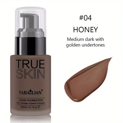 Fond de Teint Liquide True Skin Yabaolian – Haute Couvrance Longue Tenue Mat 30ml
