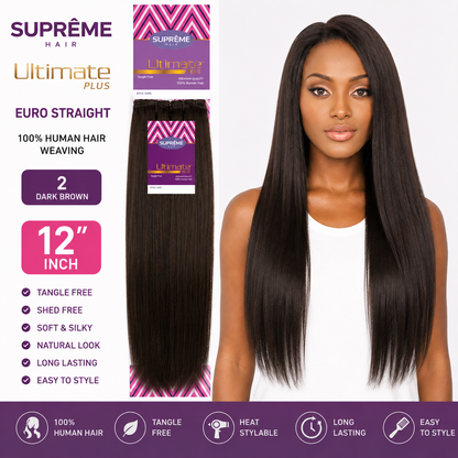 SUPRÊME Hair – Tissage Lisse Euro Straight en Cheveux Humains 100 % Naturels