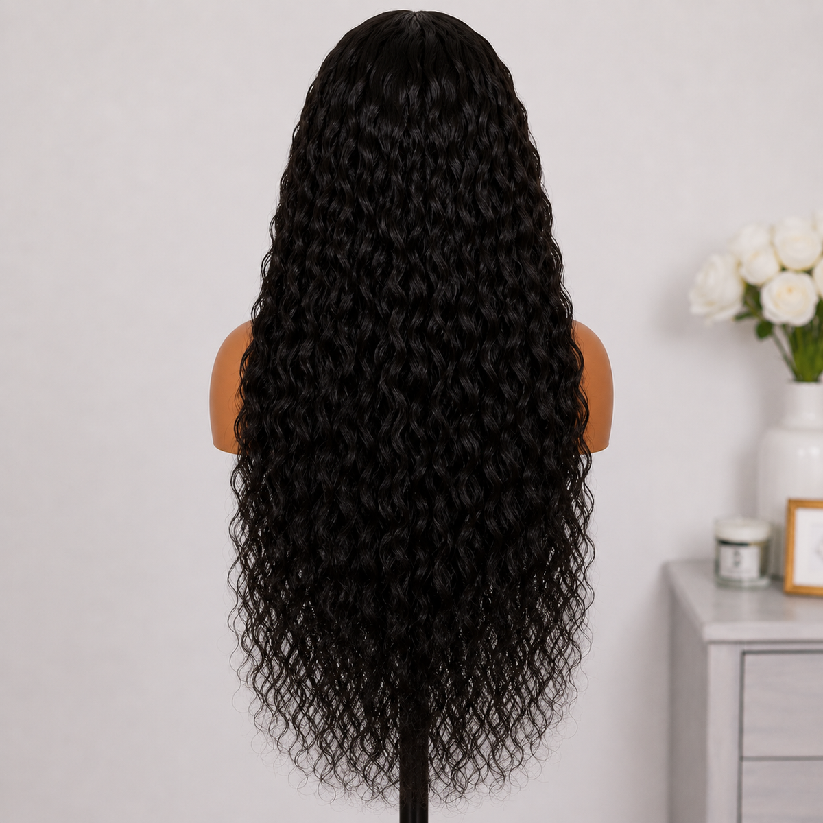 13×4 Lace Front Human Hair Wig – Luxury Water Wave 30″ – Natural Black – 180% Density Clessenza Beauty Store