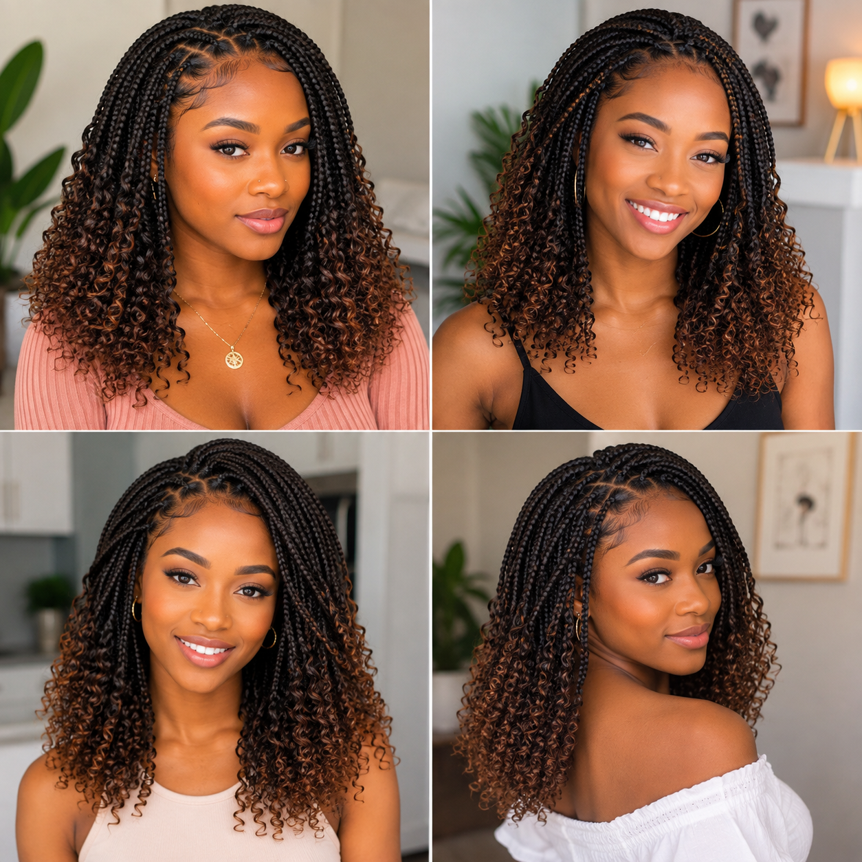 Boho Goddess Crochet Braids 14″ – Curly-End Protective Braiding Hair, Color #T30 Ombre Brown Clessenza Beauty Store
