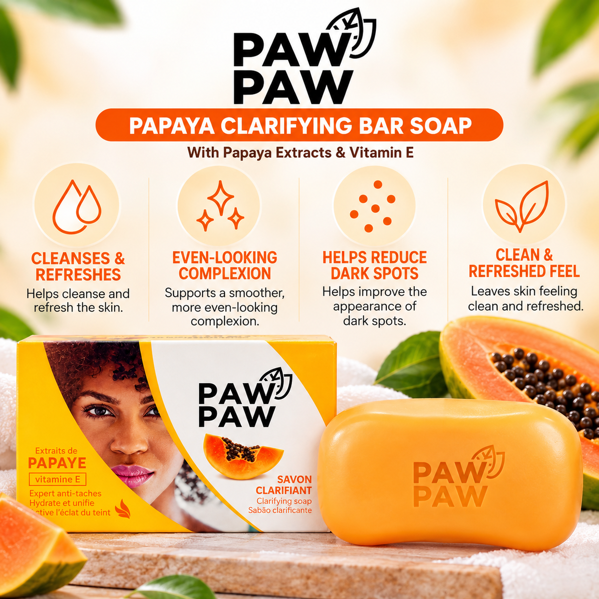 Paw Paw – Papaya Clarifying Bar Soap, 180g Paw Paw