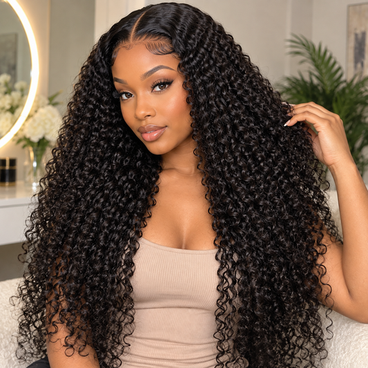 13×4 Lace Front Human Hair Wig – Kinky Curly 26″ – Natural Black – 250% Density Clessenza Beauty Store