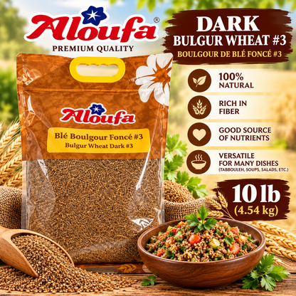Aloufa – Dark Bulgur Wheat #3, 10 lb Aloufa