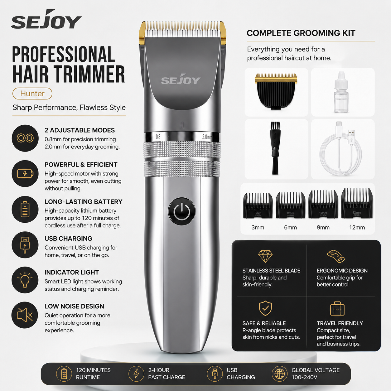 SEJOY – Professional Hair Trimmer with USB Charging SEJOY