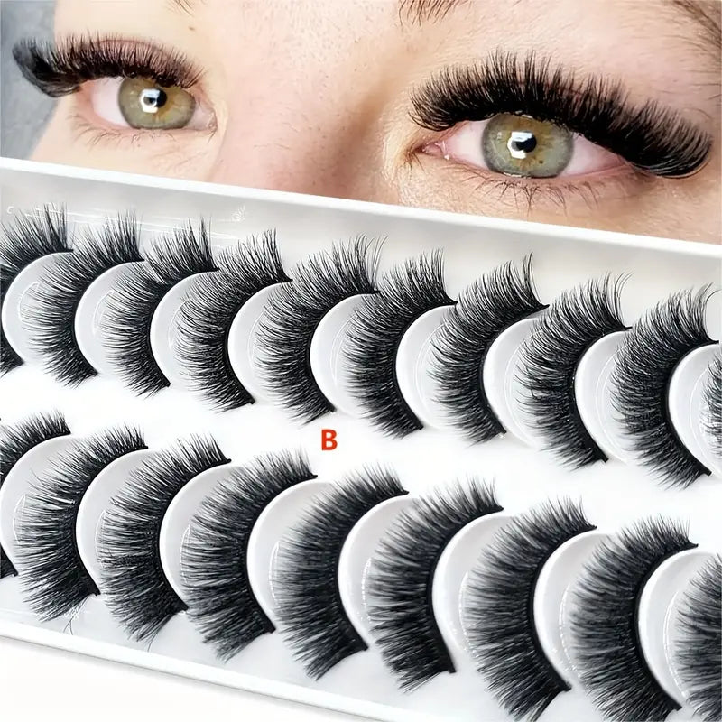 10 Pairs of Handmade Natural Style False Eyelashes