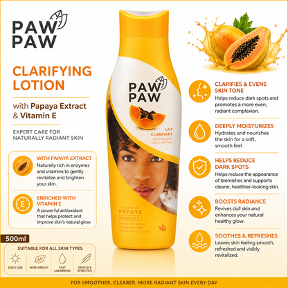 Paw Paw – Lait Clarifiant à l’Extrait de Papaye et à la Vitamine E, 500 ml