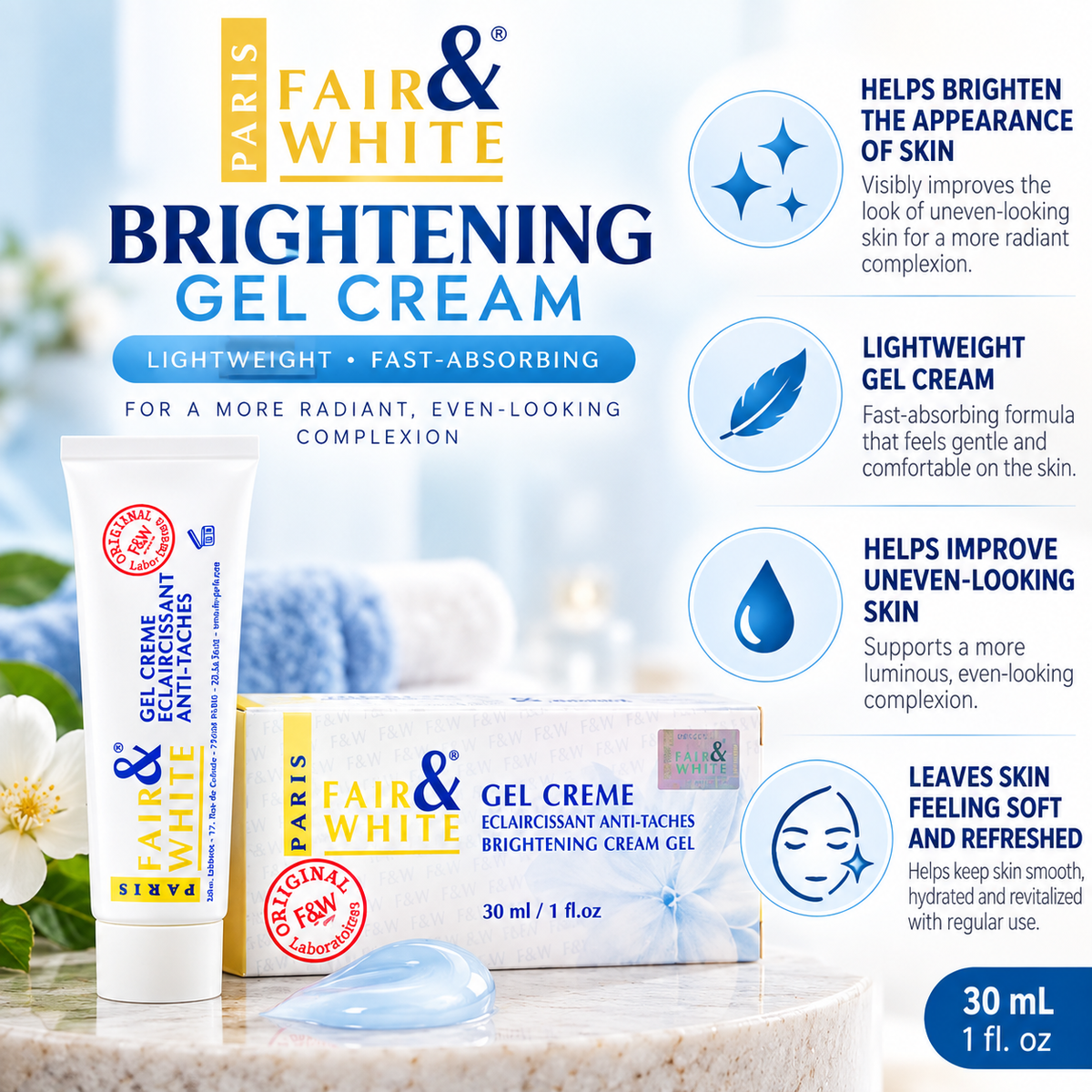Fair & White Paris – Original Brightening Gel Cream, 30 mL Fair & White Paris