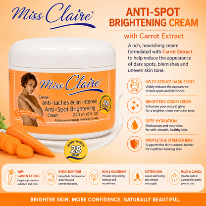Miss Claire – Crème Éclaircissante Anti-Taches à l'Extrait de Carotte, 240 mL