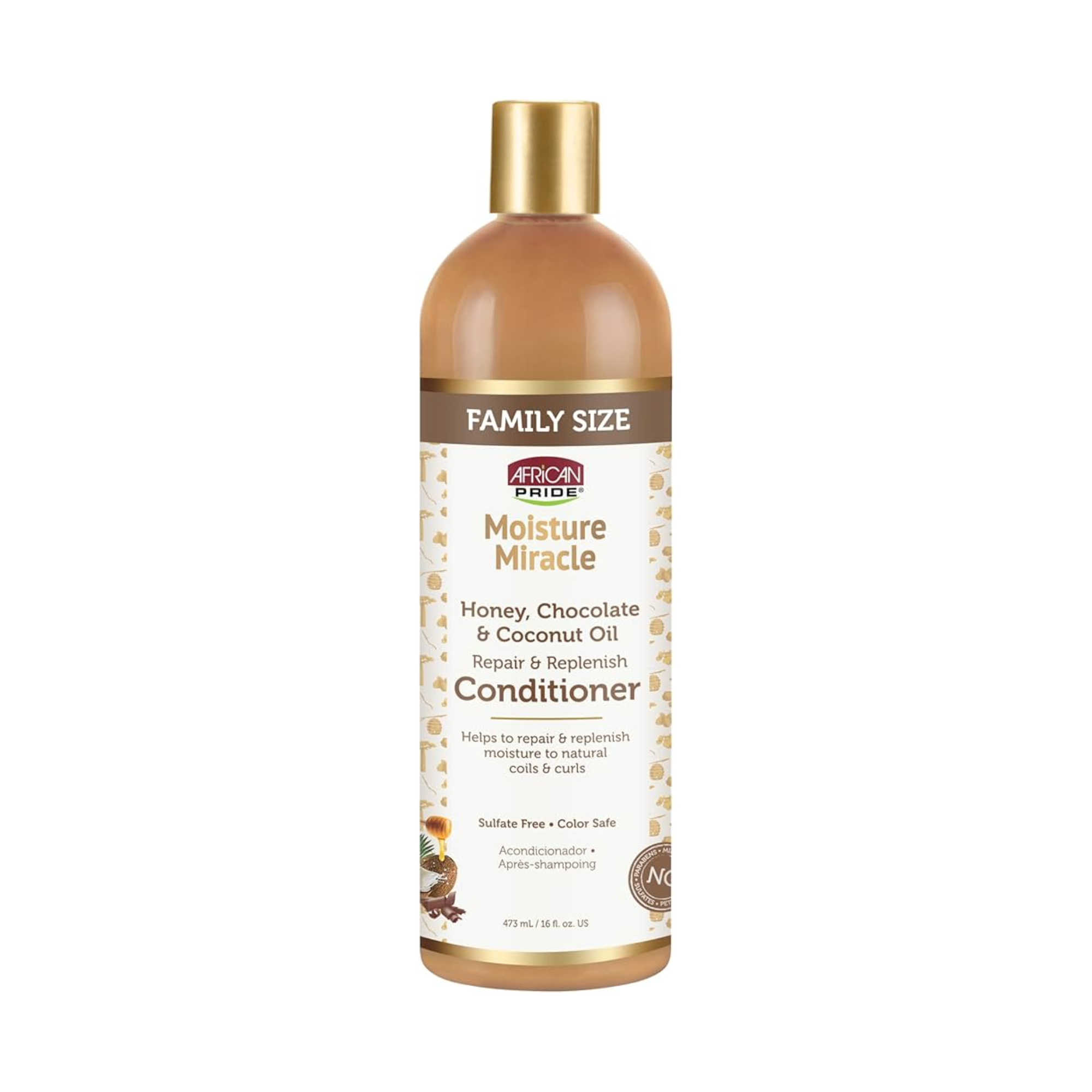 African Pride – Moisture Miracle Honey, Chocolate & Coconut Oil Conditioner, 16 fl oz