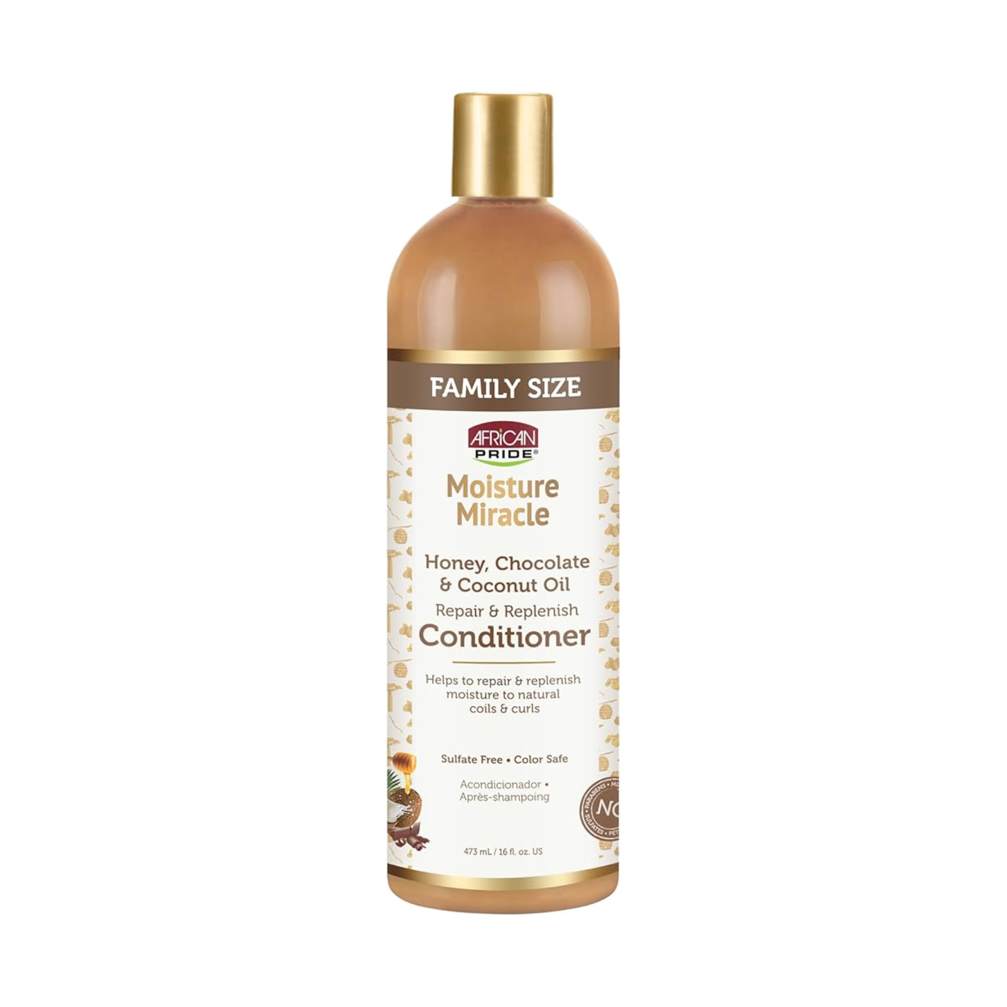 African Pride – Revitalisant Moisture Miracle au miel, chocolat et huile de coco, 16 fl oz