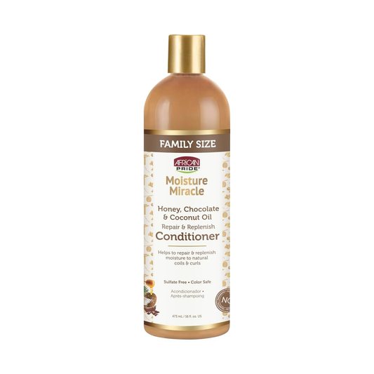 African Pride – Moisture Miracle Honey, Chocolate & Coconut Oil Conditioner, 16 fl oz