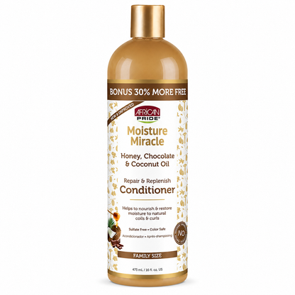 African Pride – Moisture Miracle Honey, Chocolate & Coconut Oil Repair & Replenish Conditioner, 16 fl oz