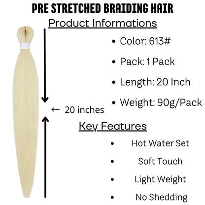 Blonde Beauty: Pre-Stretched Synthetic Braiding Hair Extension, #613