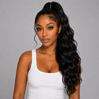 Extension Ponytail Body Wave à pince griffe en cheveux humains 100 % naturels