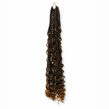 Boho Goddess Crochet Braids 18" – Curly-End Protective Braiding Hair #T30, 5-Packs Set