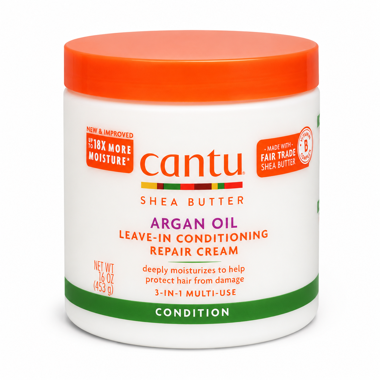 Cantu – Shea Butter Argan Oil Leave-In Conditioning Repair Cream, 16 Oz