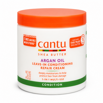 Cantu – Shea Butter Argan Oil Leave-In Conditioning Repair Cream, 16 Oz