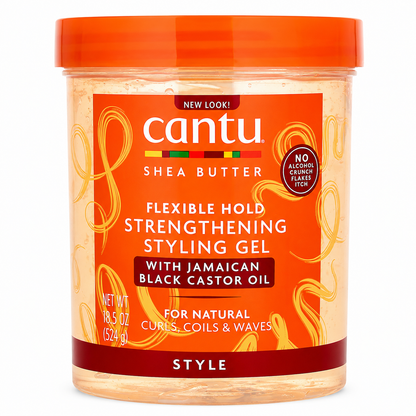 Cantu – Shea Butter Flexible Hold Strengthening Styling Gel with Jamaican Black Castor Oil, 18.5 Oz