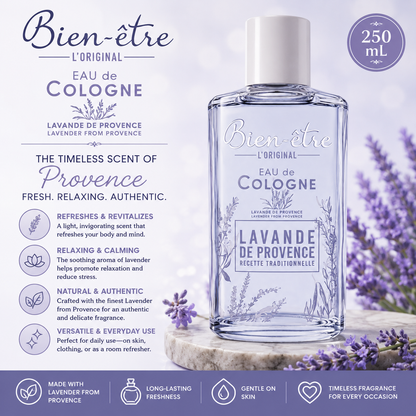 Bien-Être L'Original Eau de Cologne – Lavande de Provence, 250 mL