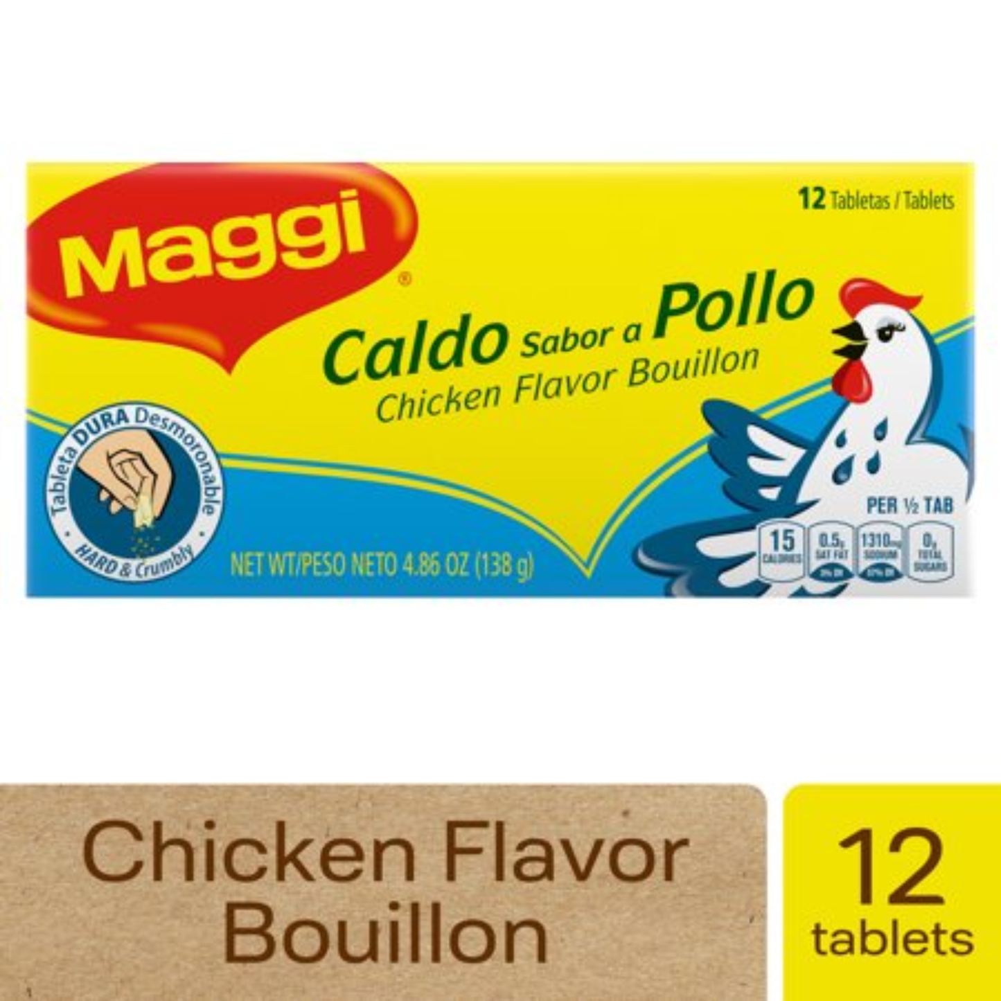 MAGGI - Pastillas de Caldo Sabor Pollo, 138g