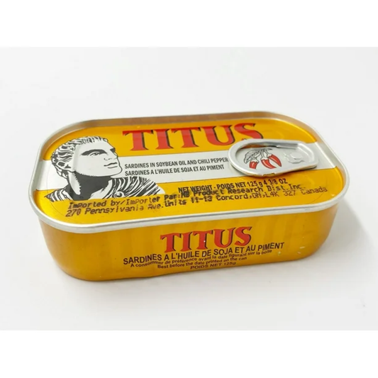 TITUS - Sardines in Soybean Oil and Chili Pepper, 125g