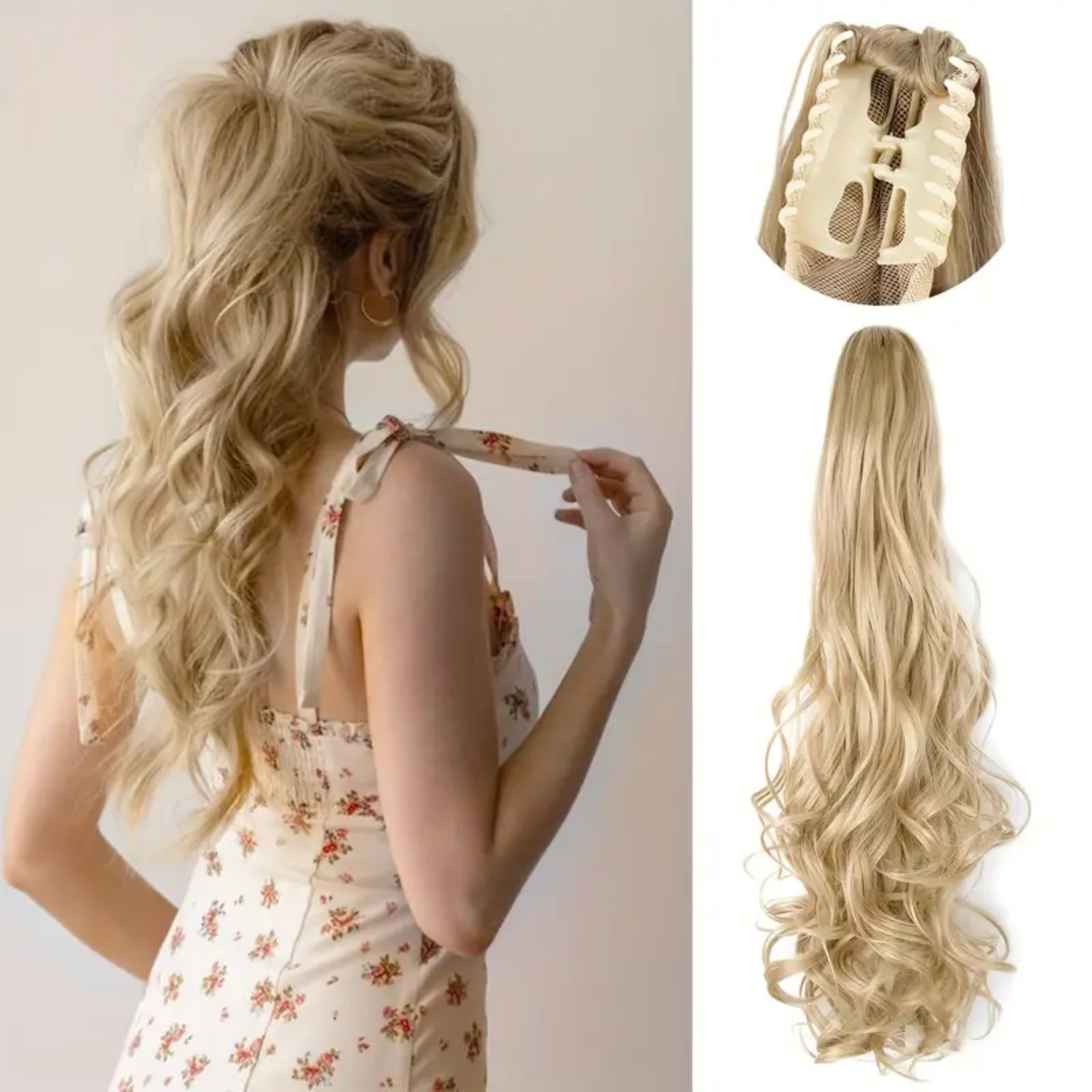 22 Inches Synthetic Curly Wavy Claw Clip Ponytail Extension