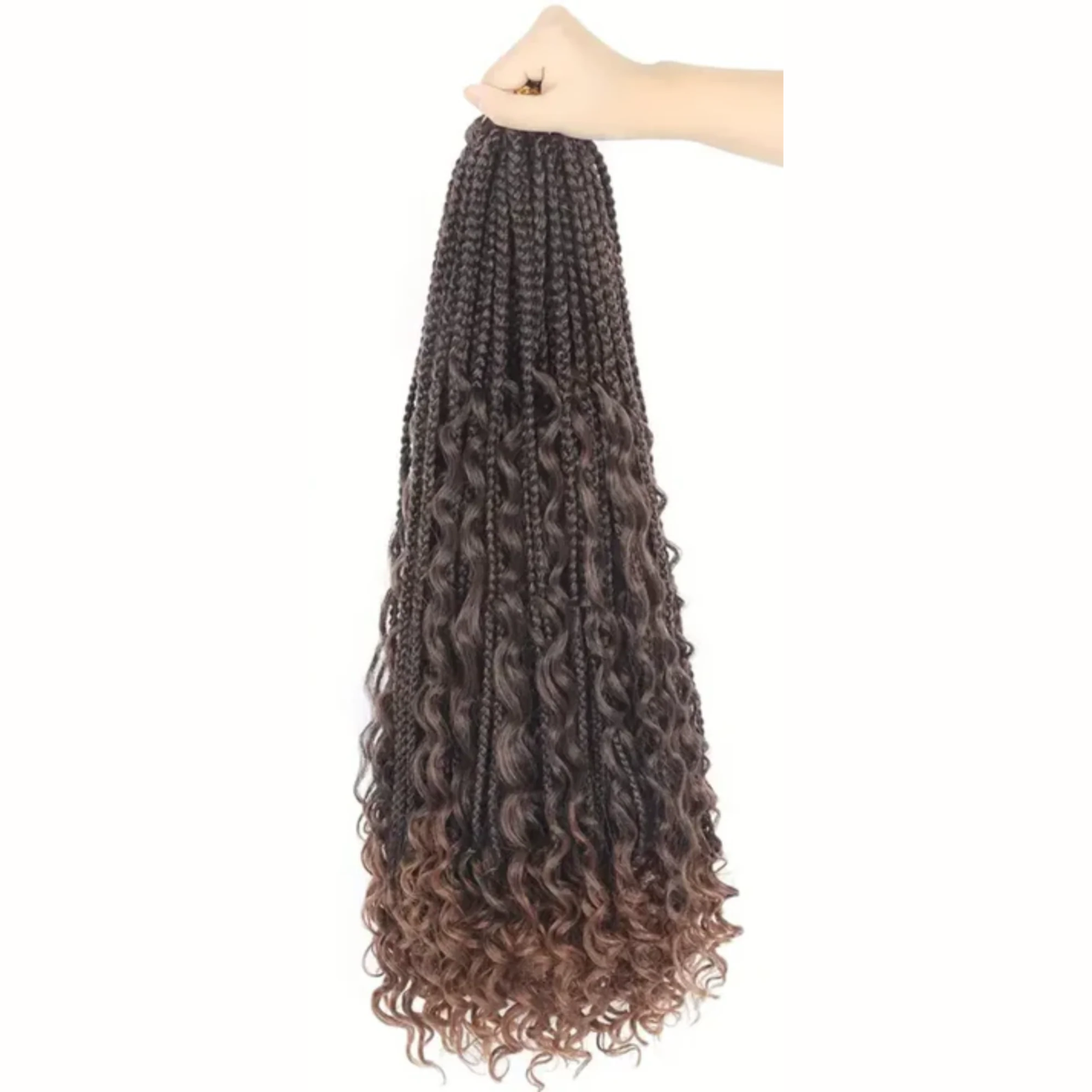 Boho Goddess Crochet Braids 14″ – Curly-End Protective Braiding Hair, Color #T30 Ombre Brown Clessenza Beauty Store