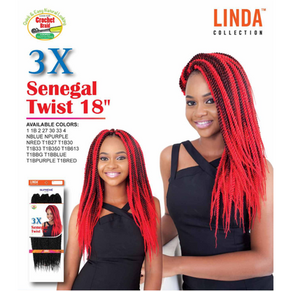 Linda Braiding Collection - 3X Senegal Twist, 18 in