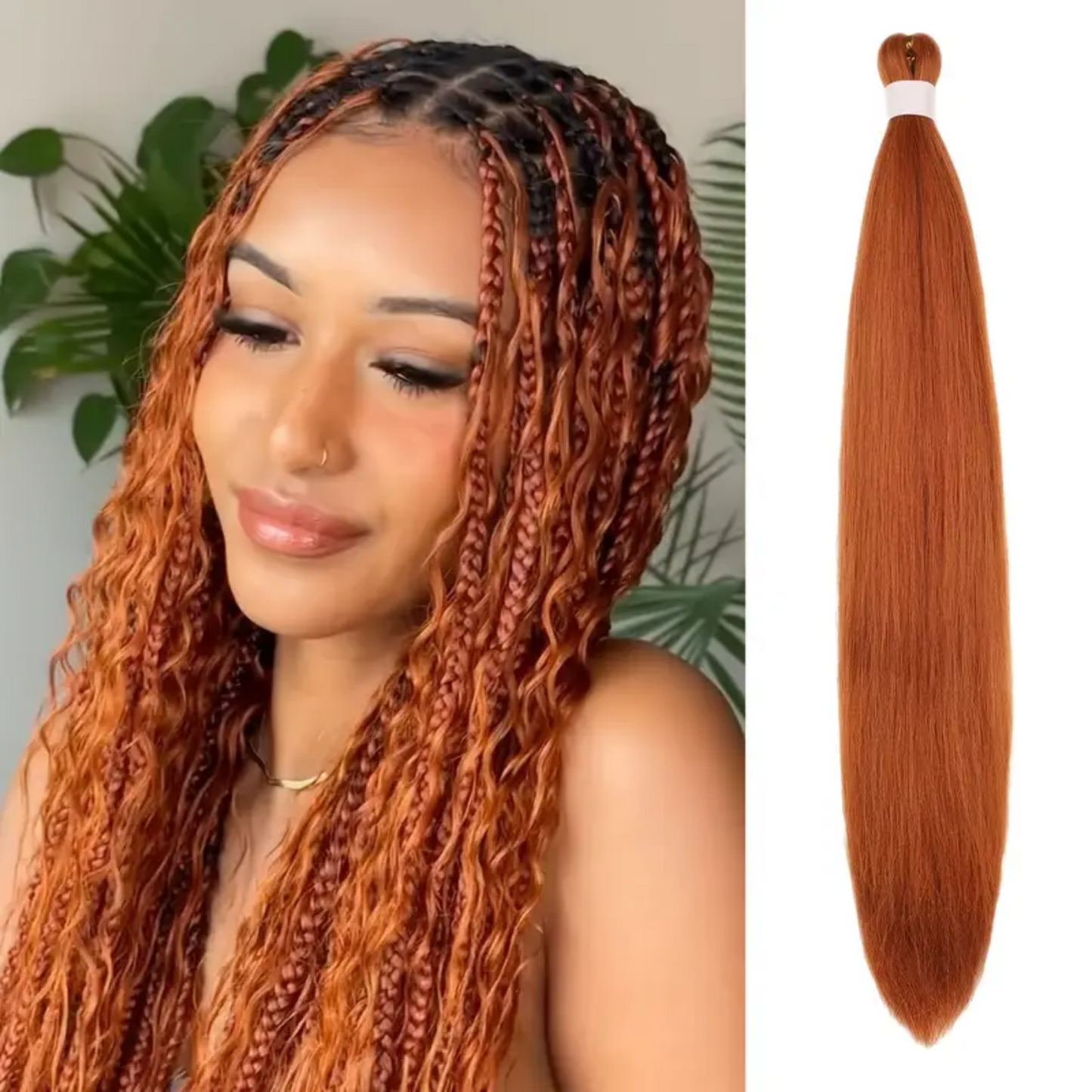 Pumpkin Ice Pre-Stretched Knotless Synthetic Braiding Hair, 26 Inch