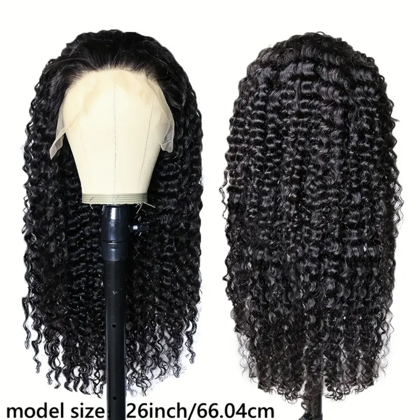 13x4 Lace Frontal Kinky Curly Natural Human Hair Wig - 250% Density, 26 inches