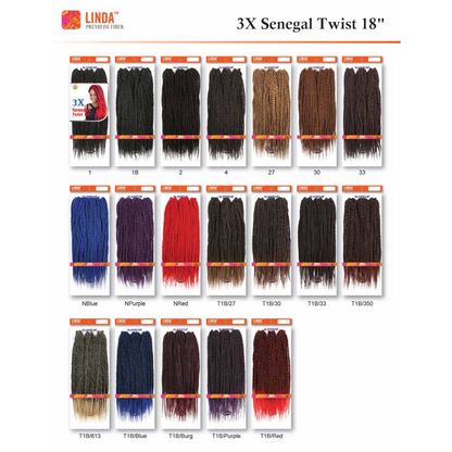 Linda Braiding Collection - 3X Senegal Twist, 18 in