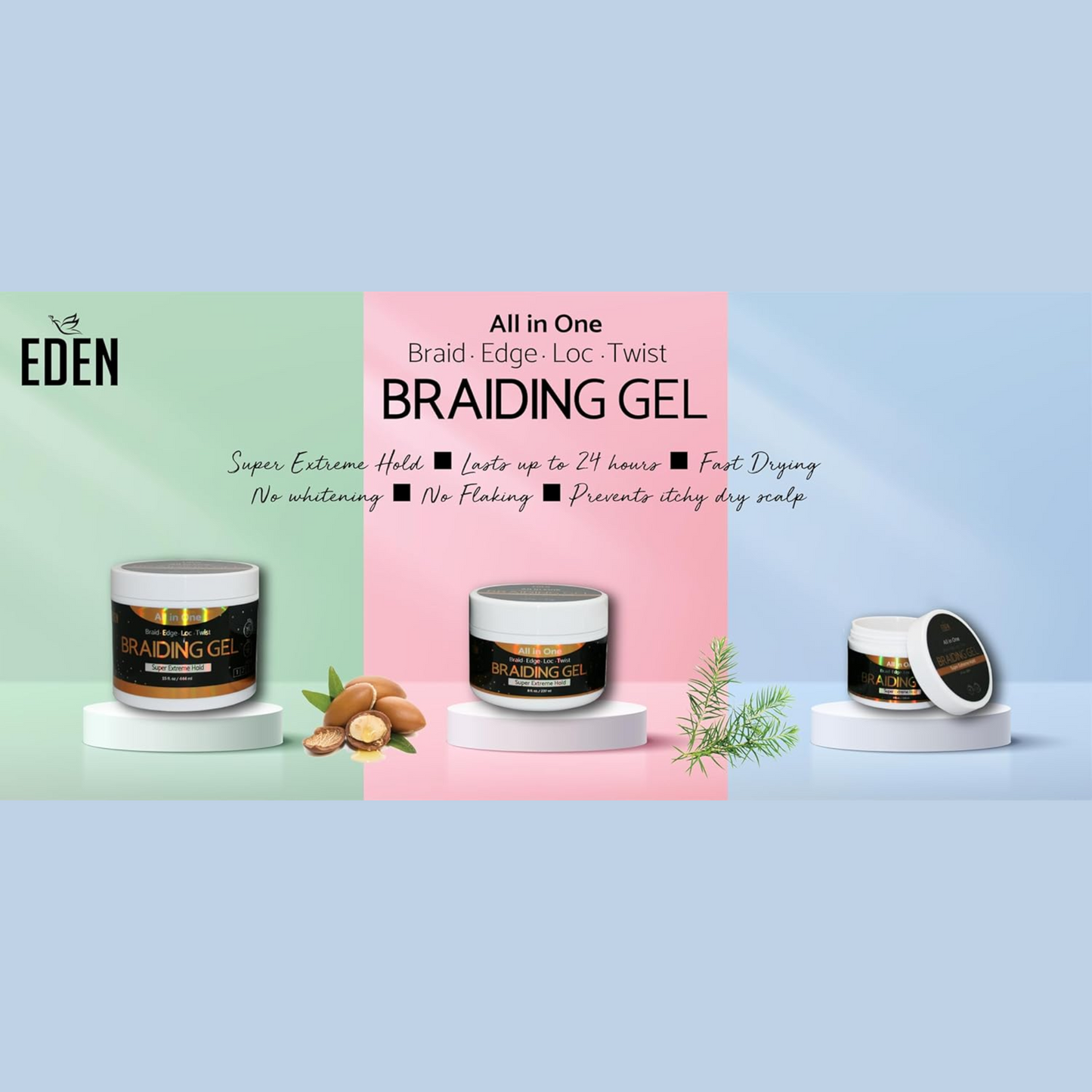 Eden - Gel para Trenzar Todo en Uno (Fijación Súper Extrema)