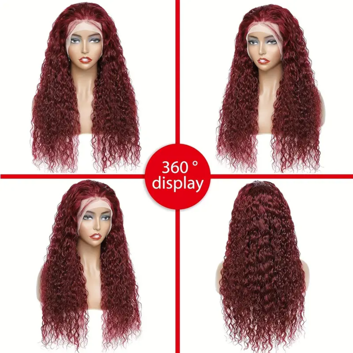 99J 13x4 Lace Frontal Water Wave Human Hair Wig - 180% density, 30 inches