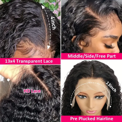 13x4 Lace Frontal Kinky Curly Natural Human Hair Wig - 250% Density, 26 inches